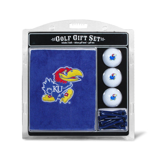 Kansas Jayhawks Embroidered Golf Towel, 3 Golf Ball, And Golf Tee Set - 757 Sports Collectibles