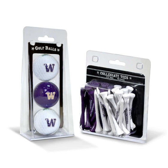 Washington Huskies 3 Golf Balls And 50 Golf Tees - 757 Sports Collectibles