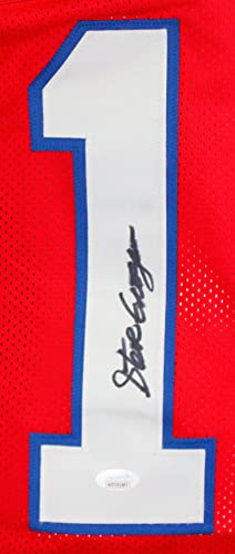 Steve Grogan Autographed Red Pro Style Jersey -JSA W Black - 757 Sports Collectibles