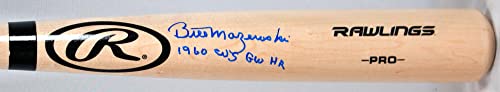 Bill Mazeroski Autographed Blonde Rawlings Pro Baseball Bat w/60 WS GW HR- JSA W Blue - 757 Sports Collectibles