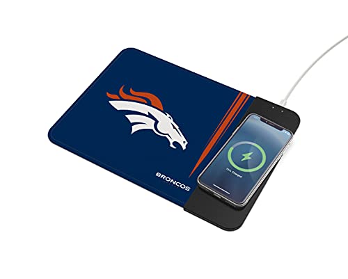 SOAR NFL Wireless Charging Mouse Pad, Denver Broncos, Team Color - 757 Sports Collectibles