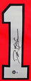 Deion Sanders Autographed Red W/Black Pro Style Stat Jersey- Beckett Auth U1 - 757 Sports Collectibles