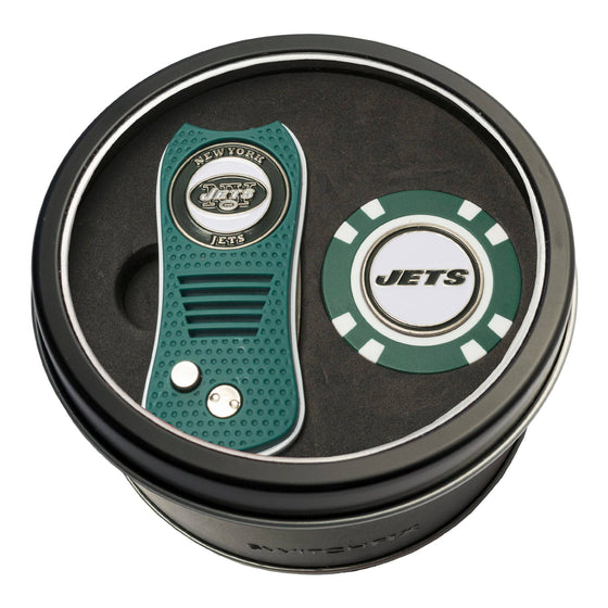 New York Jets Tin Set - Switchfix, Golf Chip - 757 Sports Collectibles