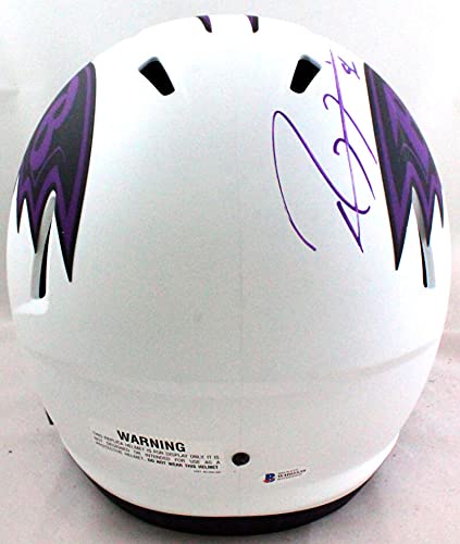 Ray Lewis Autographed Baltimore Ravens Lunar Speed Helmet- Beckett W Purple - 757 Sports Collectibles