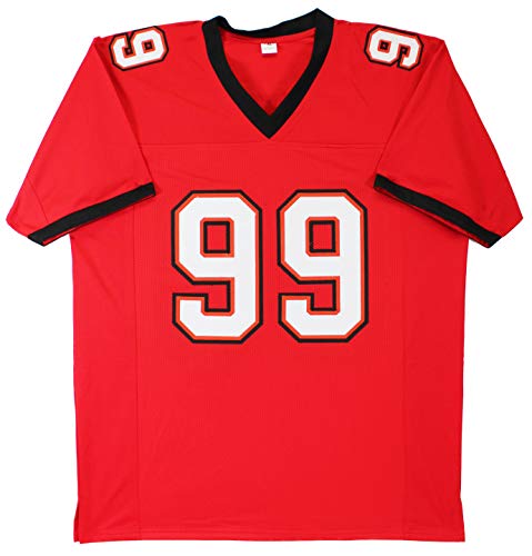 Warren Sapp"HOF 13" Authentic Signed Red Pro Style Jersey BAS Witnessed - 757 Sports Collectibles