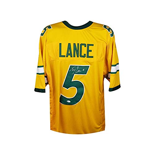 Trey Lance Autographed North Dakota State Custom Yellow Football Jersey - BAS COA - 757 Sports Collectibles