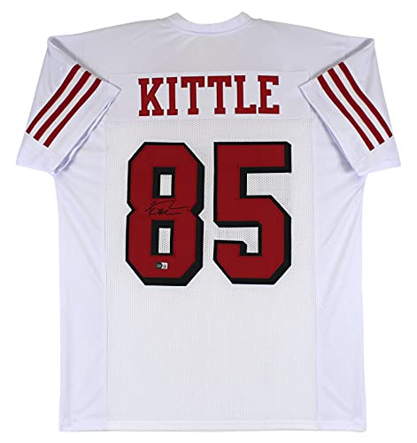 George Kittle Authentic Signed White Pro Style Jersey w/Dropshadow BAS Witness - 757 Sports Collectibles