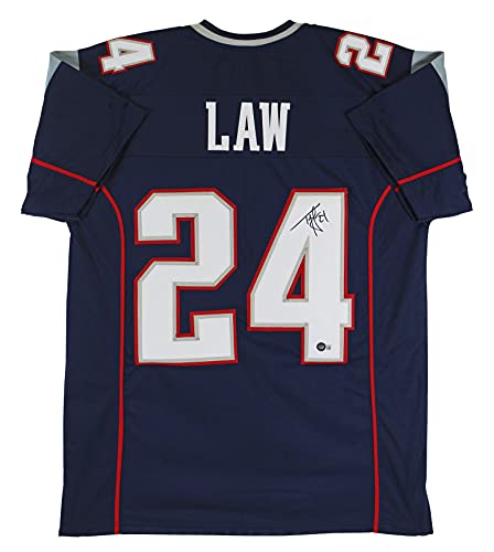 Ty Law Authentic Signed Navy Blue Pro Style Jersey Autographed BAS Witnessed - 757 Sports Collectibles