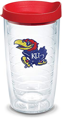 Tervis Kansas Jayhawks Logo Tumbler with Emblem and Red Lid 16oz, Clear - 757 Sports Collectibles