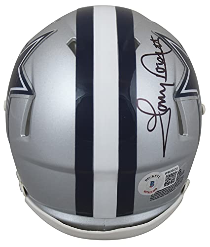 Cowboys Tony Dorsett Authentic Signed Silver Speed Mini Helmet BAS Witnessed - 757 Sports Collectibles