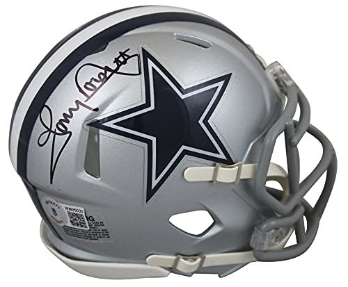 Cowboys Tony Dorsett Authentic Signed Silver Speed Mini Helmet BAS Witnessed - 757 Sports Collectibles