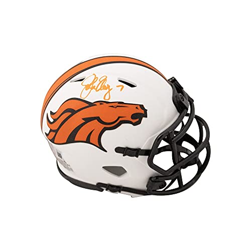 John Elway Autographed Denver Broncos Lunar Eclipse Mini Football Helmet - BAS COA - 757 Sports Collectibles