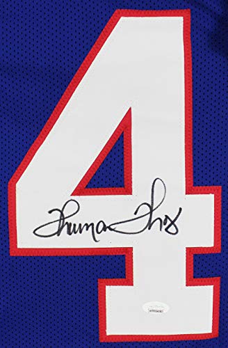 Thurman Thomas Authentic Signed Blue Pro Style Jersey Autographed BAS Witness - 757 Sports Collectibles