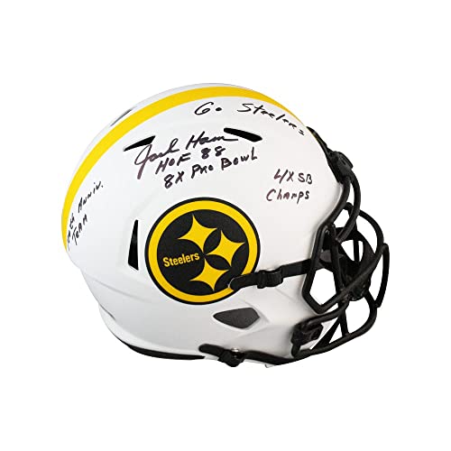 Jack Ham 5 Inscriptions Autographed Pittsburgh Lunar Eclipse Replica Full-Size Football Helmet - BAS (Black Ink) - 757 Sports Collectibles