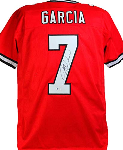 Jeff Garcia Autographed Red Calgary Pro Style Jersey- Beckett W Black - 757 Sports Collectibles