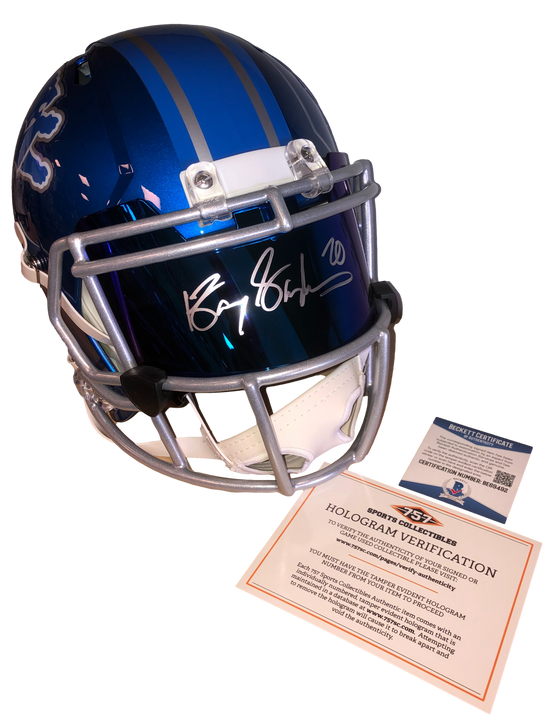 Detroit Lions Barry Sanders Signed Auto Replica Full Size Flash Helmet w/ Visor BAS W COA - 757 Sports Collectibles