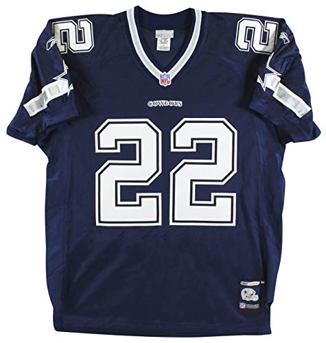 Cowboys Emmitt Smith Signed Navy Blue Reebok Jersey Autographed BAS Witnessed - 757 Sports Collectibles