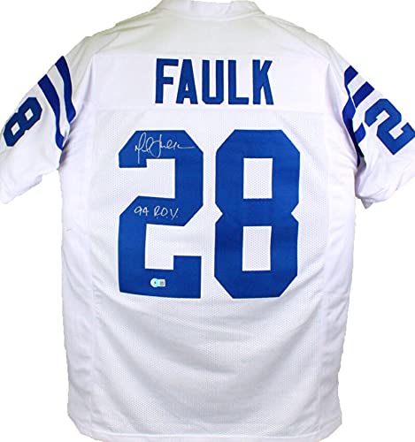 Marshall Faulk Autographed White Pro Style Jersey w/ROY- Beckett W Hologram - 757 Sports Collectibles