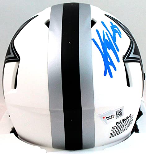 Leighton Vander Esch Autographed Dallas Cowboys Lunar Mini Helmet-Fanatics Blue - 757 Sports Collectibles