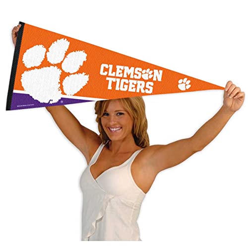 College Flags & Banners Co. Clemson Tigers Pennant Full Size Felt - 757 Sports Collectibles