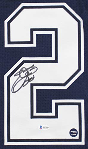 Cowboys Emmitt Smith Signed Navy Blue Reebok Jersey Autographed BAS Witnessed - 757 Sports Collectibles