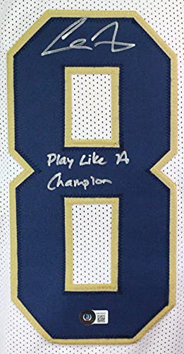 Cole Kmet Autographed White College Style Jersey w/PLACT - Beckett W Silver - 757 Sports Collectibles