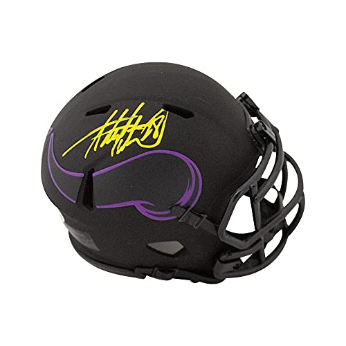 Adrian Peterson Autographed Vikings Eclipse Mini Football Helmet - BAS COA (Yellow Ink) - 757 Sports Collectibles