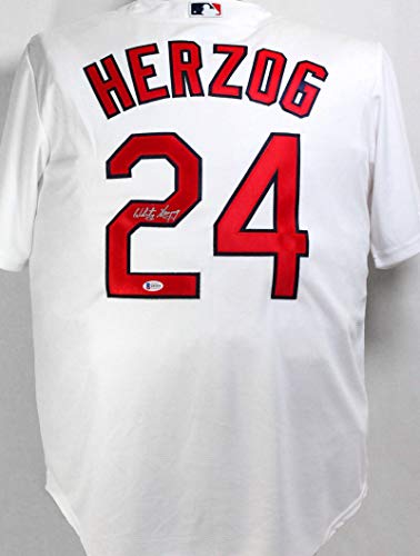 Whitey Herzog Autographed St. Louis Cardinals White Majestic Jersey- Beckett 2 - 757 Sports Collectibles