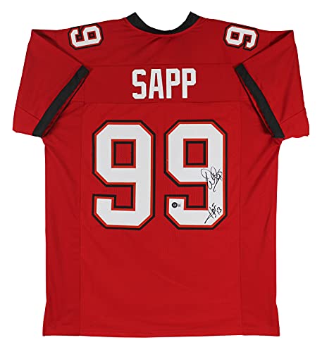 Warren Sapp"HOF 13" Authentic Signed Red Pro Style Jersey BAS Witnessed - 757 Sports Collectibles