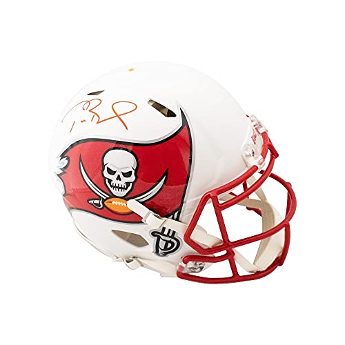 Tom Brady Autographed Buccaneers Flat White Authentic Full-Size Football Helmet - Fanatics LOA - 757 Sports Collectibles