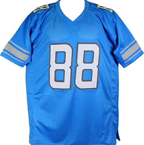 TJ Hockenson Autographed Blue Dbl. Stich Pro Style Jersey L8- Beckett W Hologram Black - 757 Sports Collectibles