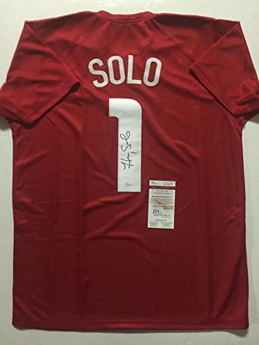 Autographed/Signed Hope Solo Red Soccer Team USA World Cup Jersey JSA COA - 757 Sports Collectibles