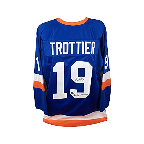 Bryan Trottier Stanley Cups Autographed Islanders Custom Hockey Jersey - BAS COA - 757 Sports Collectibles