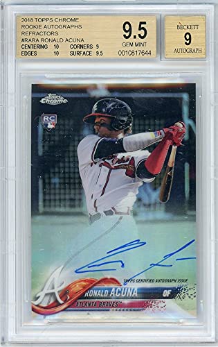 Ronald Acuna 2018 Topps Chrome Rookie Refractor Autograph 095/499 BGS 9.5 - 757 Sports Collectibles