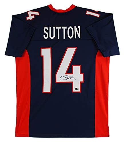 Courtland Sutton Authentic Signed Navy Pro Style Jersey Autographed BAS - 757 Sports Collectibles