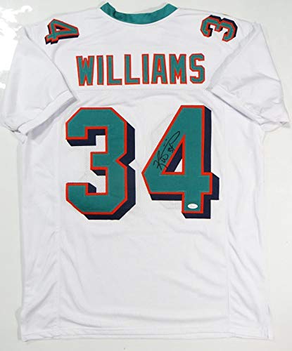 Ricky Williams Autographed White Pro Style Jersey- JSA Witnessed Authenticated 4 Up