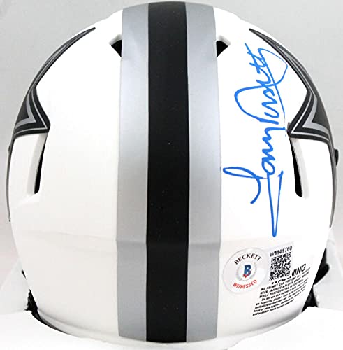 Tony Dorsett Autographed Dallas Cowboys Lunar Speed Mini Helmet- Beckett W Blue - 757 Sports Collectibles