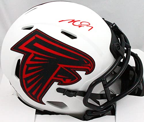 Michael Vick Autographed Falcons Lunar Speed Mini Helmet-Beckett W Hologram Red - 757 Sports Collectibles