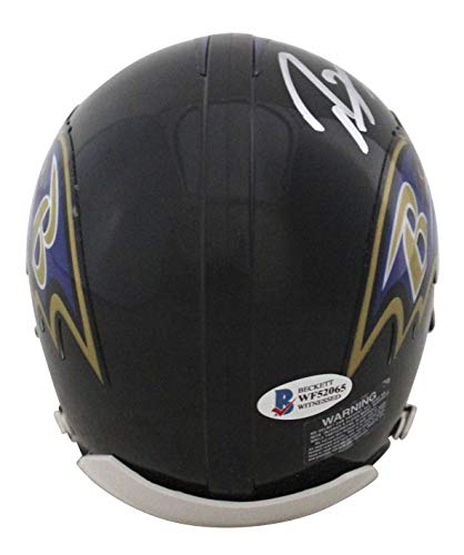 Ravens Ray Lewis Authentic Signed Rep Mini Helmet w/Silver Sig BAS Witnessed - 757 Sports Collectibles