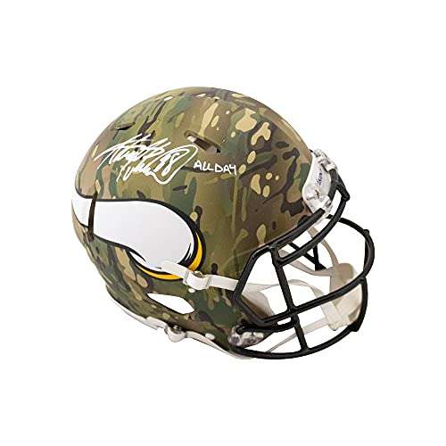 Adrian Peterson All Day Autographed Vikings Camo Authentic Full-Size Football Helmet - BAS COA - 757 Sports Collectibles