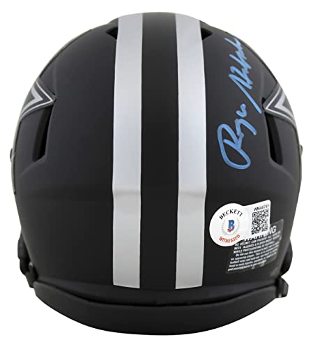 Cowboys Roger Staubach Signed Eclipse Speed Mini Helmet w/Blue Sig BAS Witness - 757 Sports Collectibles