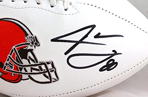 Jarvis Landry/Odell Beckham Autographed Browns Logo Football-Beckett W Holo Black - 757 Sports Collectibles