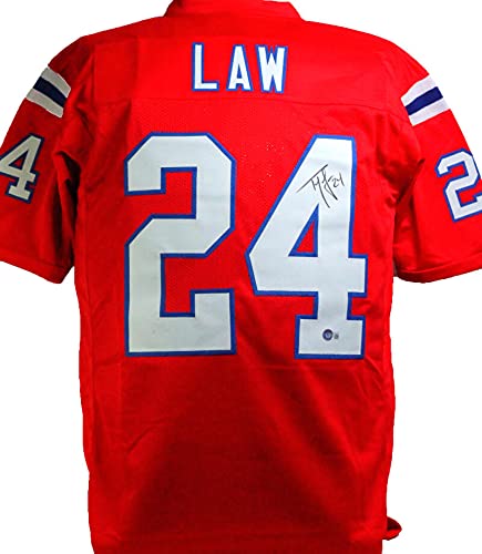 Ty Law Autographed Red Pro Style Jersey- Beckett W Black - 757 Sports Collectibles