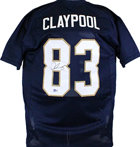 Chase Claypool Autographed Navy Blue College Style Jersey-Beckett W Hologram Black - 757 Sports Collectibles