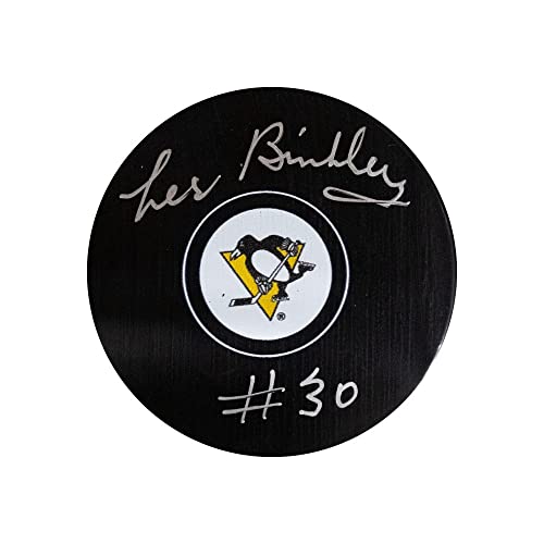 Les Binkley Autographed Pittsburgh Hockey Puck - BAS (Silver Ink) - 757 Sports Collectibles