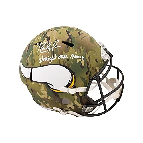 Randy Moss Straight Cash Autographed Vikings Camo Replica Full-Size Football Helmet - BAS COA - 757 Sports Collectibles