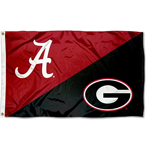 College Flags & Banners Co. Split Alabama vs Georgia House Divided 3x5 Flag - 757 Sports Collectibles