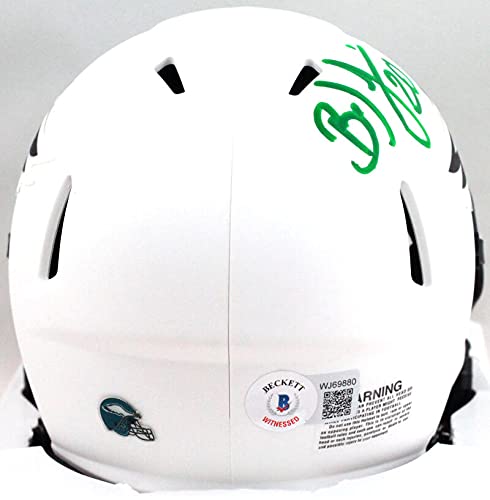 Brian Dawkins Autographed Eagles Lunar Speed Mini Helmet- Beckett W Green - 757 Sports Collectibles