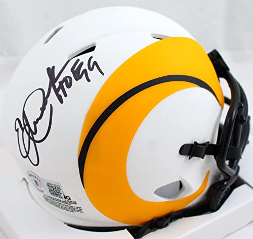 Eric Dickerson Signed Rams Lunar Speed Mini Helmet w/HOF-Beckett W Hologram Black - 757 Sports Collectibles