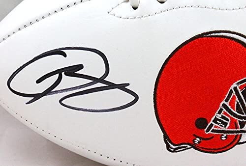 Jarvis Landry/Odell Beckham Autographed Browns Logo Football-Beckett W Holo Black - 757 Sports Collectibles